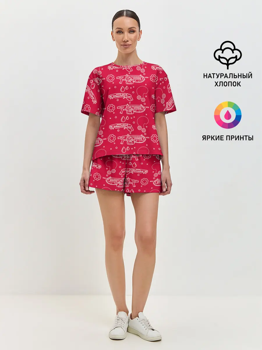 Женская пижама с шортами / Gears pattern