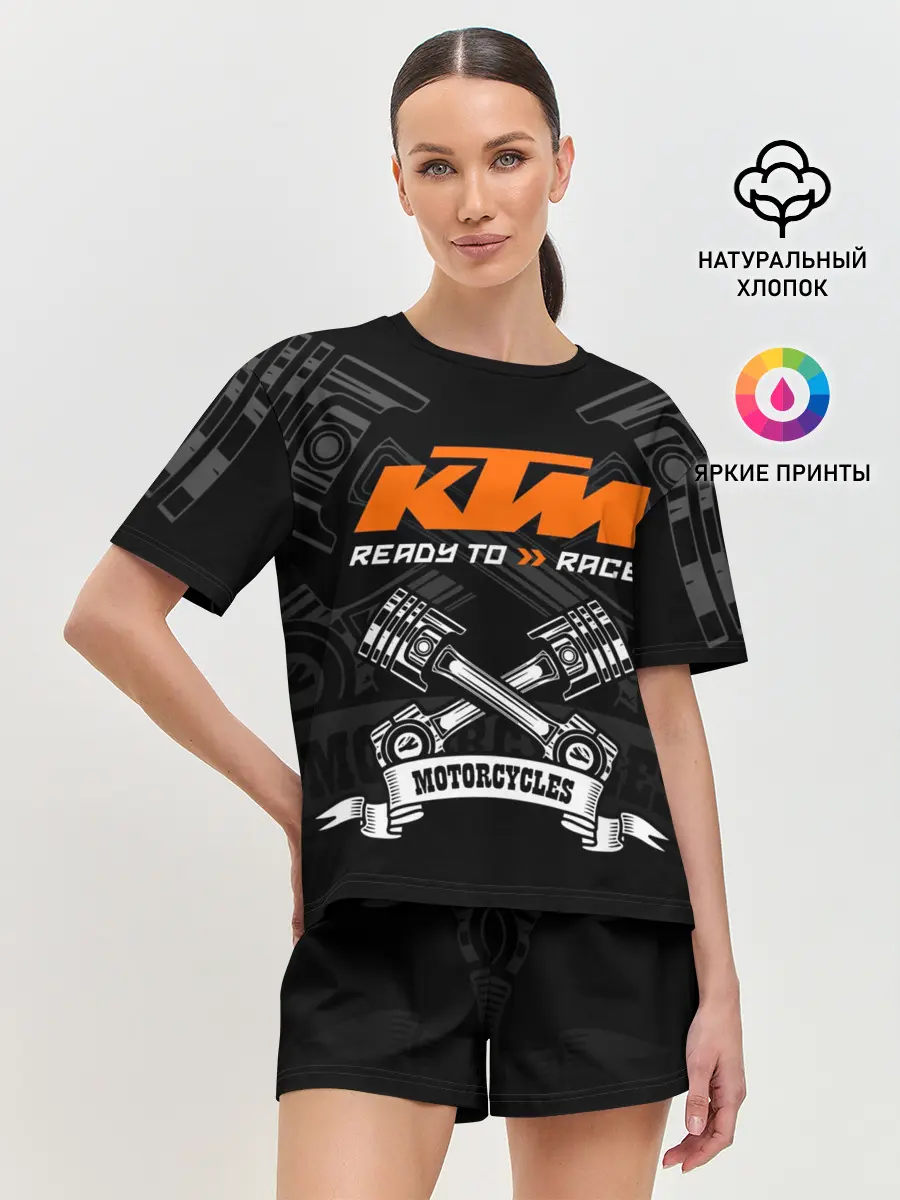 Женская пижама с шортами / KTM MOTORCYCLES / КТМ МОТОЦИКЛЫ