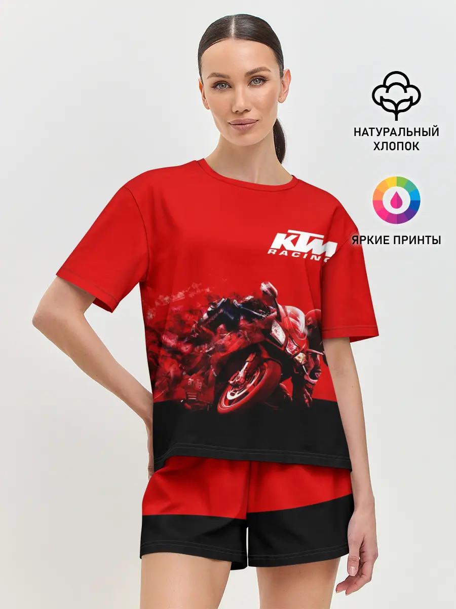Женская пижама с шортами / KTM MOTORCYCLES / КТМ МОТОЦИКЛ