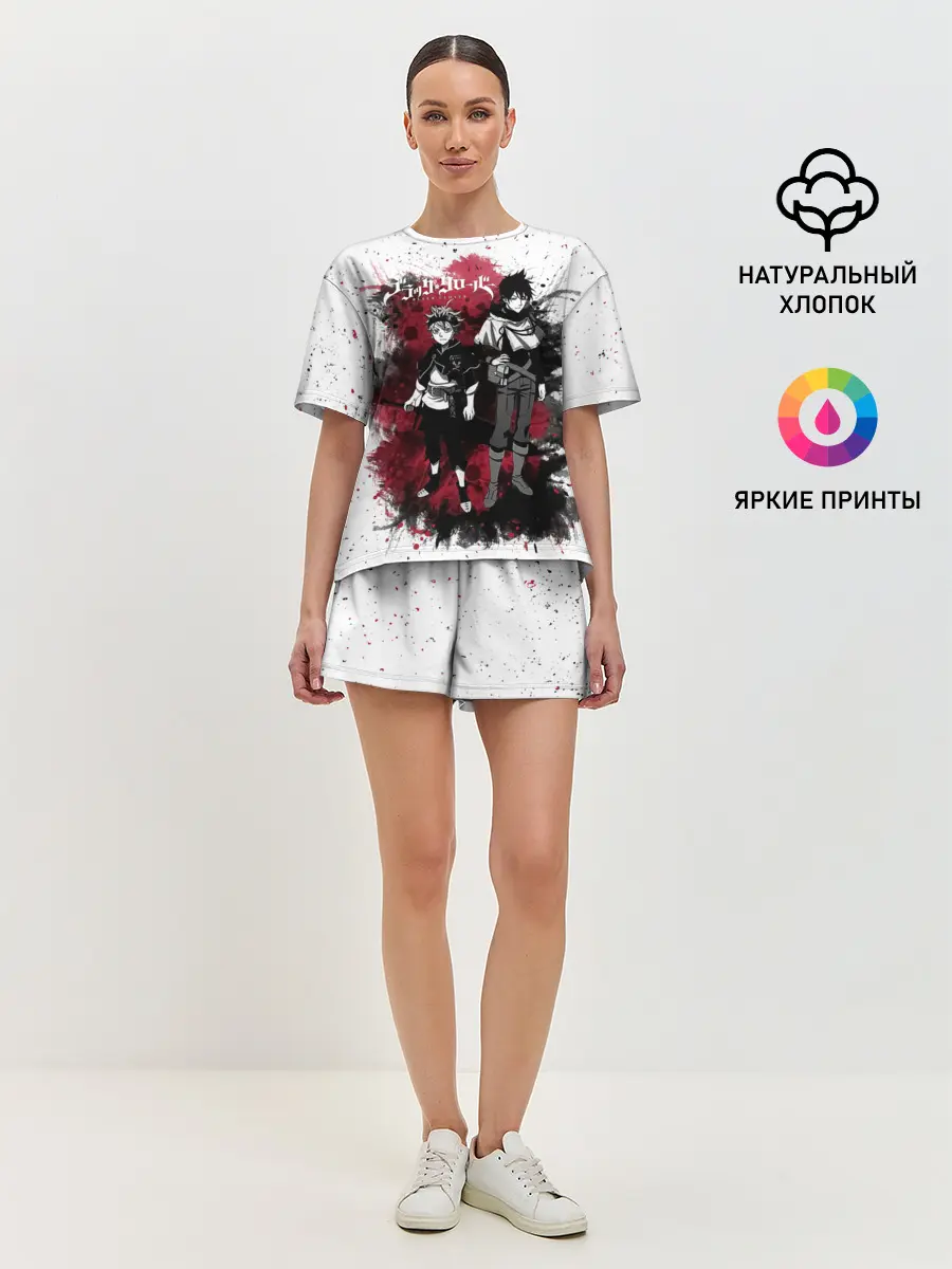 Женская пижама с шортами / Чёрный клевер Аста и Юно