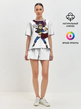 Женская пижама с шортами / Чёрный клевер Аста красный меч