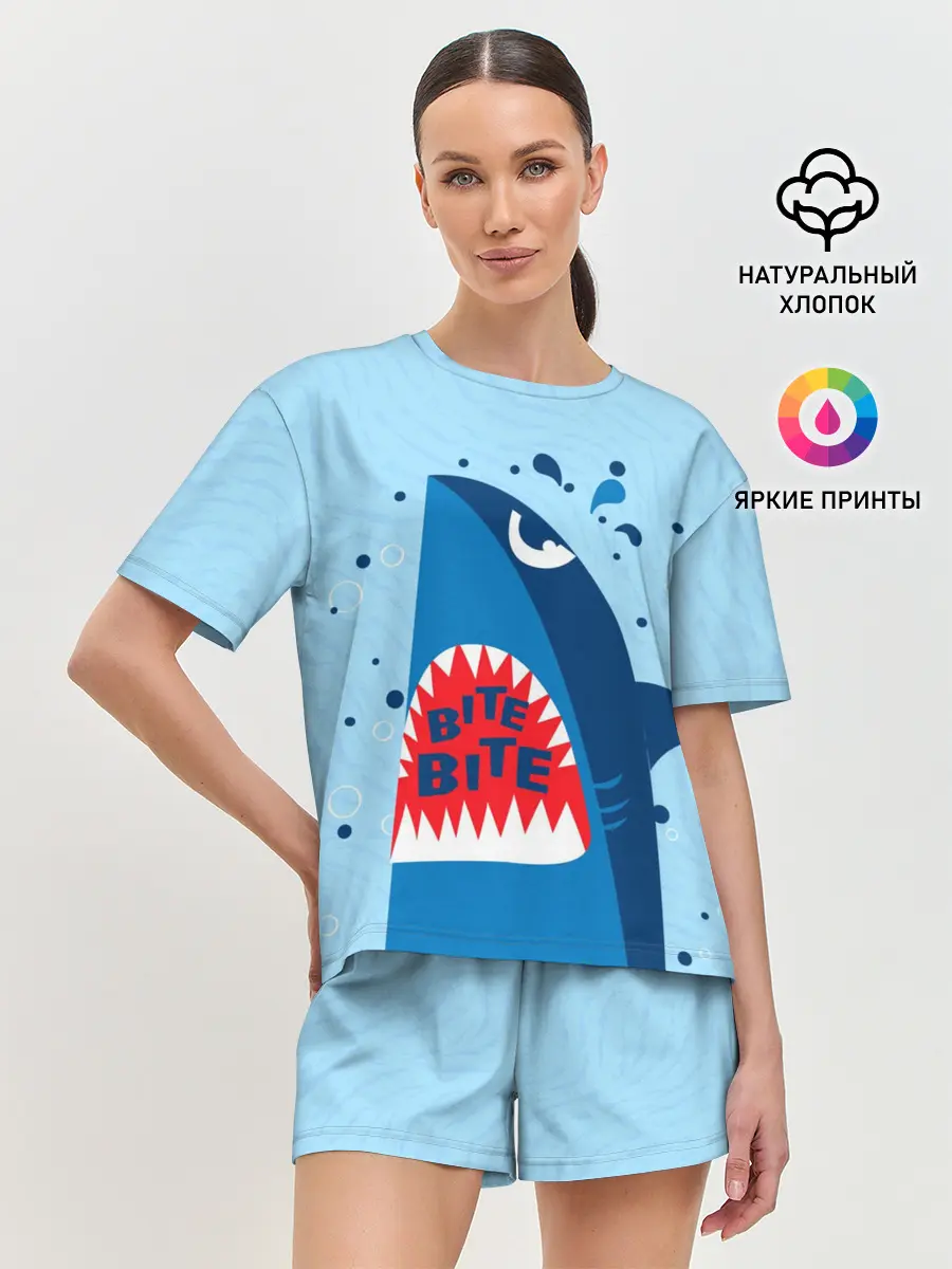 Женская пижама с шортами / Акула bite