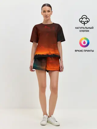 Женская пижама с шортами / Кровавый закат