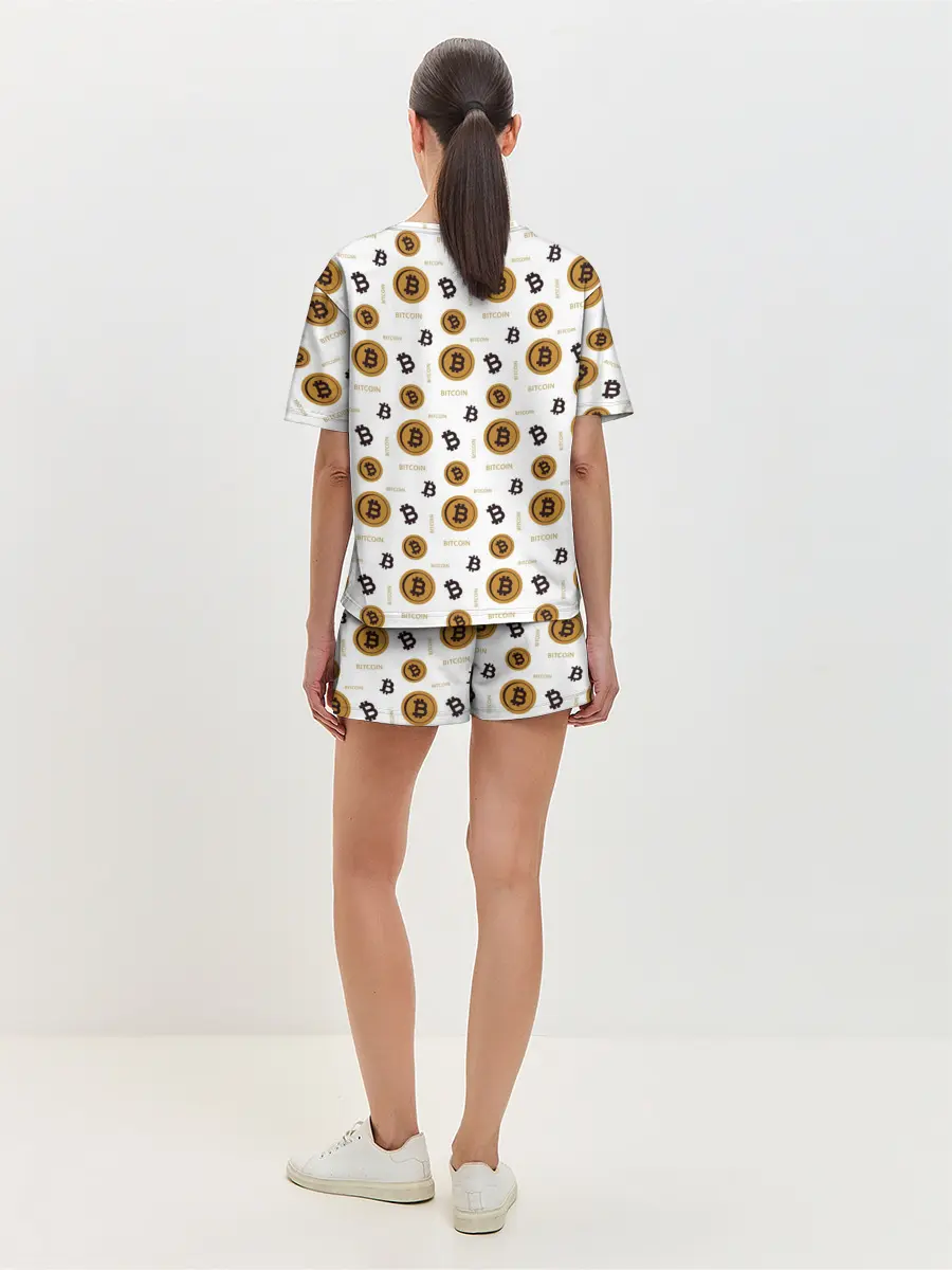 Женская пижама с шортами / Узор и биткоина | Pattern
