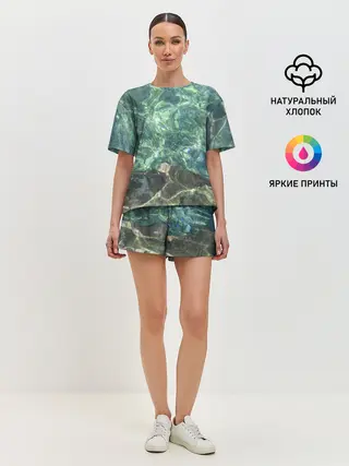 Женская пижама с шортами / Морская вода с камнями