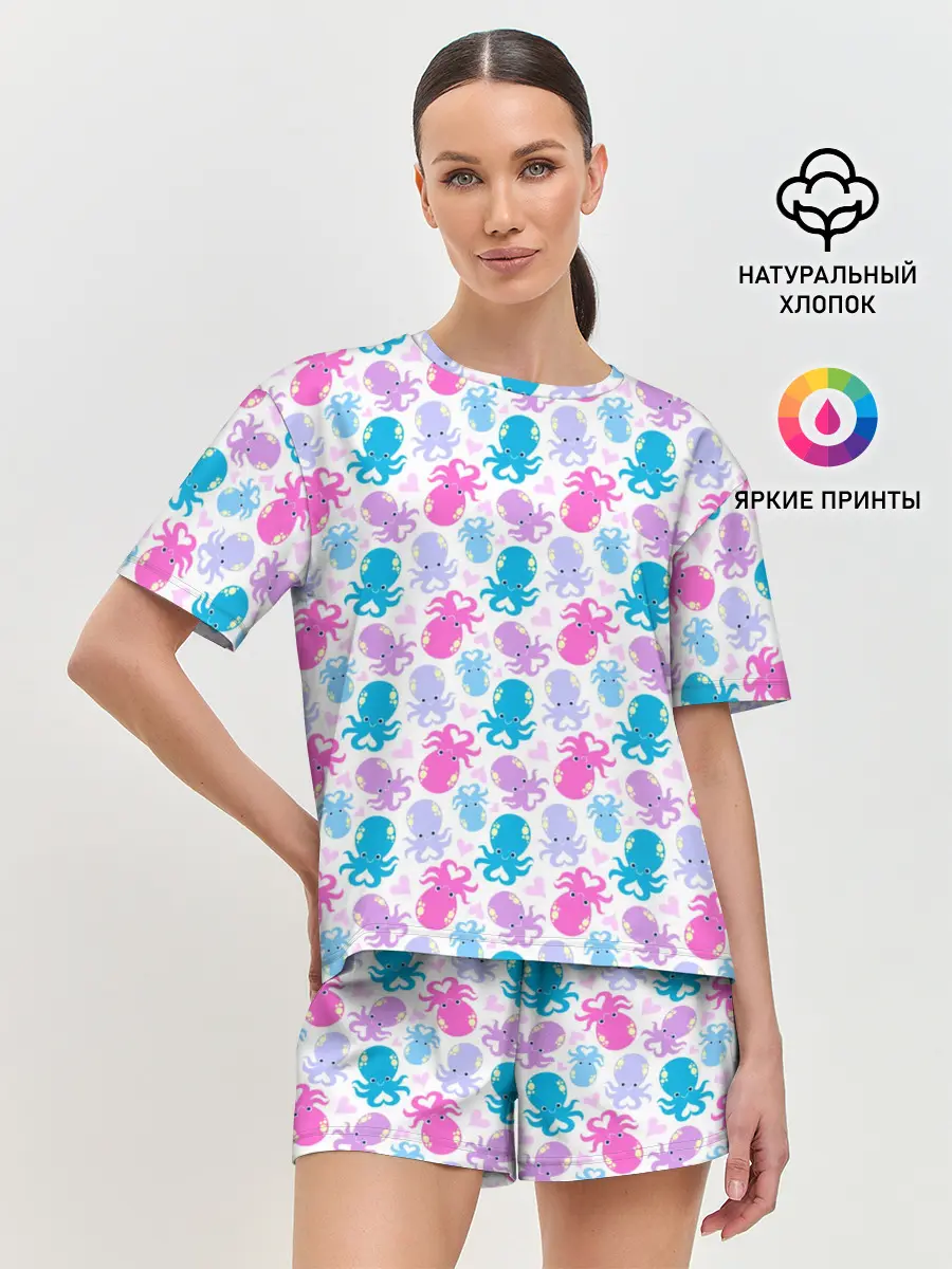 Женская пижама с шортами / Осьминоги