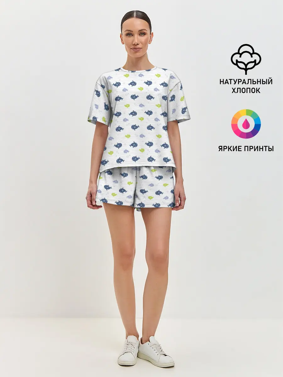 Женская пижама с шортами / Рыбы