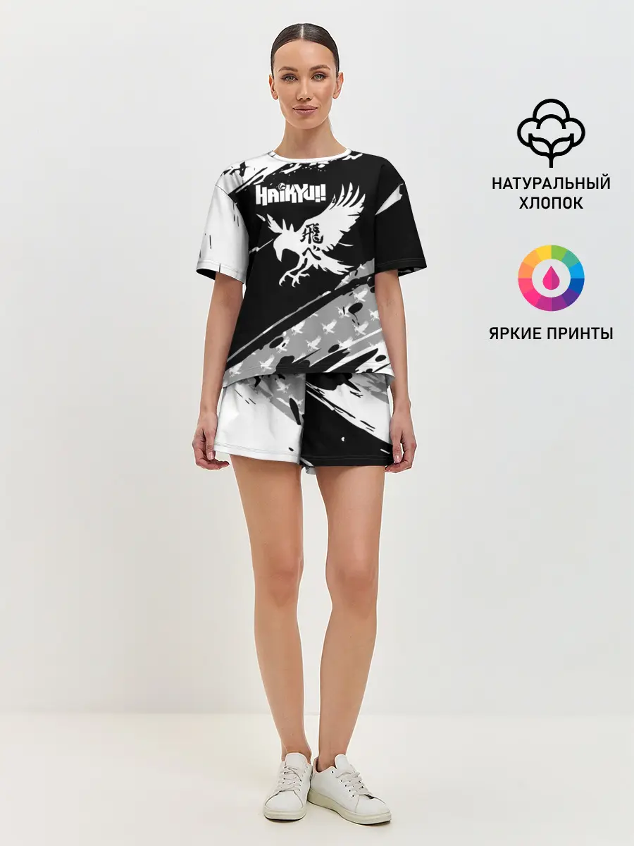 Женская пижама с шортами / Haikyuu!! Ворон иероглиф