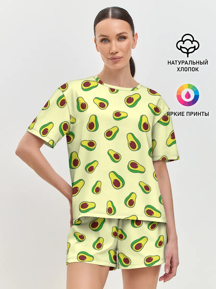 Женская пижама с шортами / Авокадо / Avocado