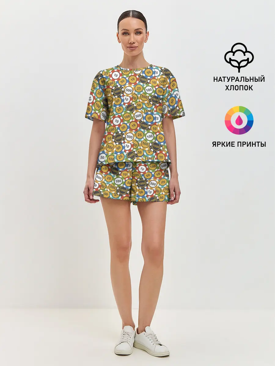 Женская пижама с шортами / Покерные Фишки