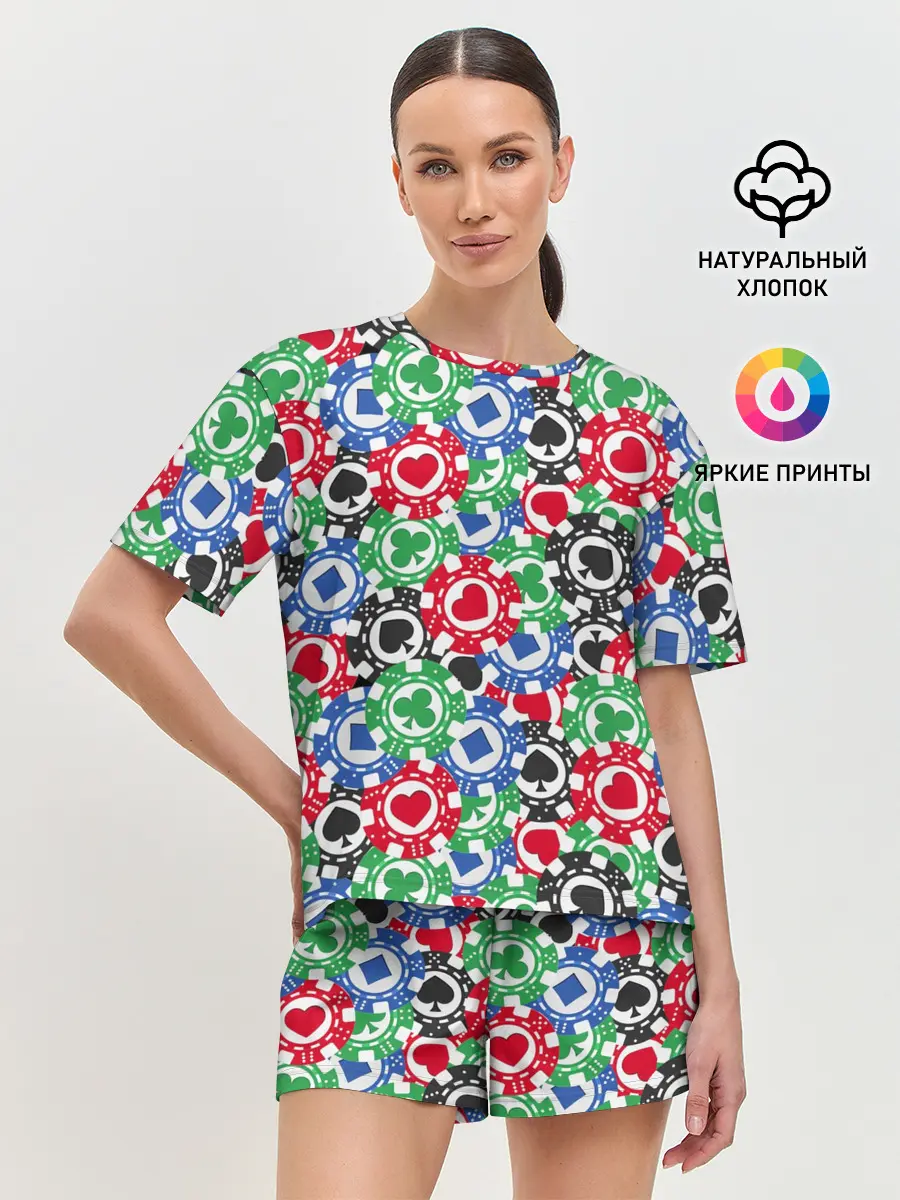 Женская пижама с шортами / Покер