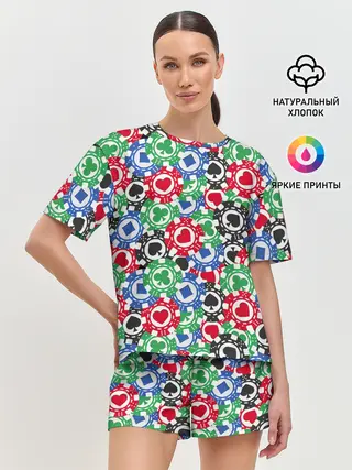 Женская пижама с шортами / Покер