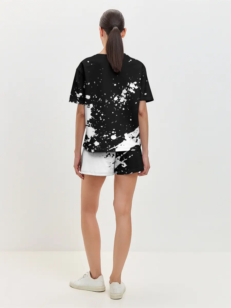 Женская пижама с шортами / Fly High Haikyu!! черно - белый