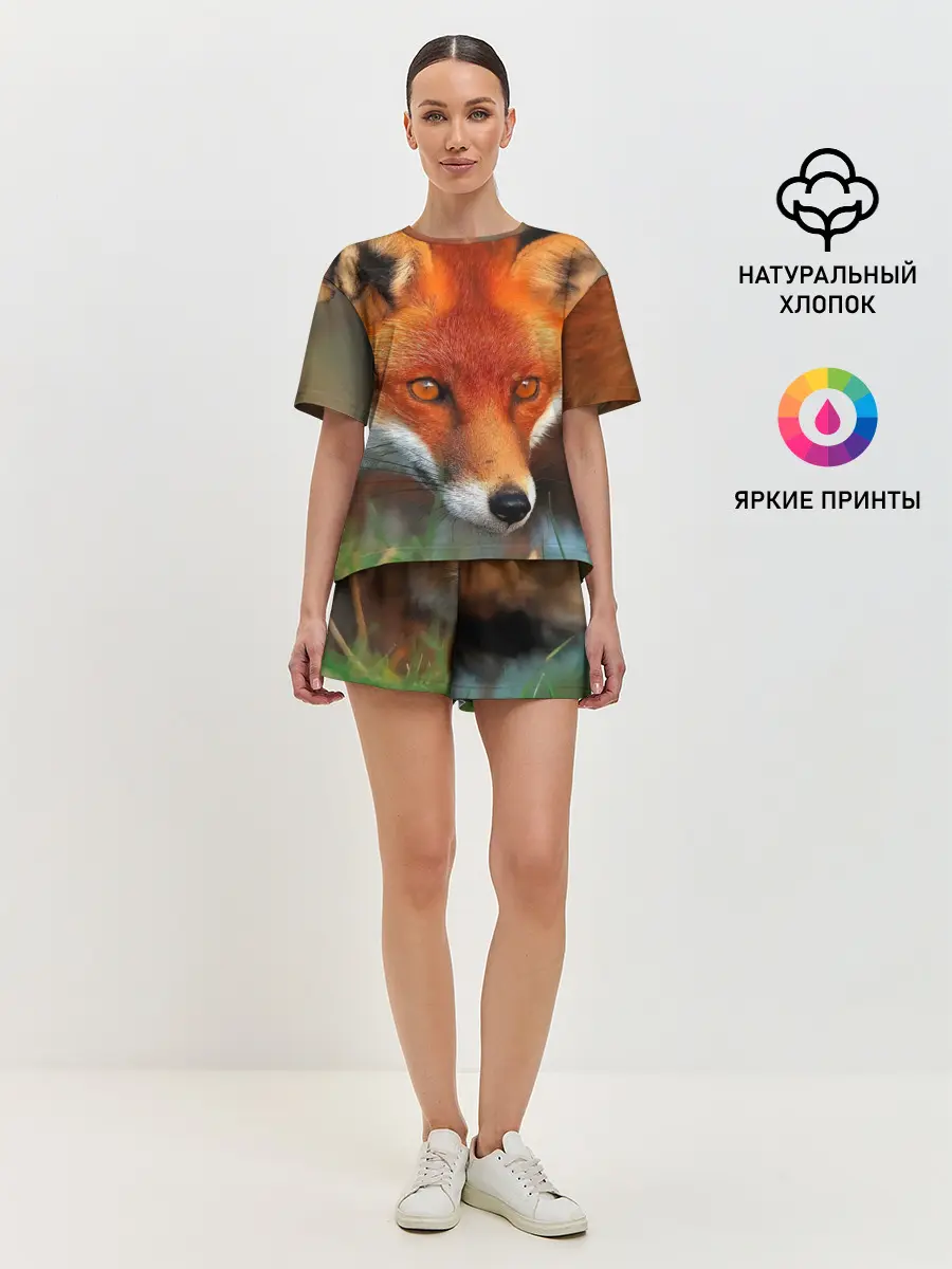 Женская пижама с шортами / Лисица охотница