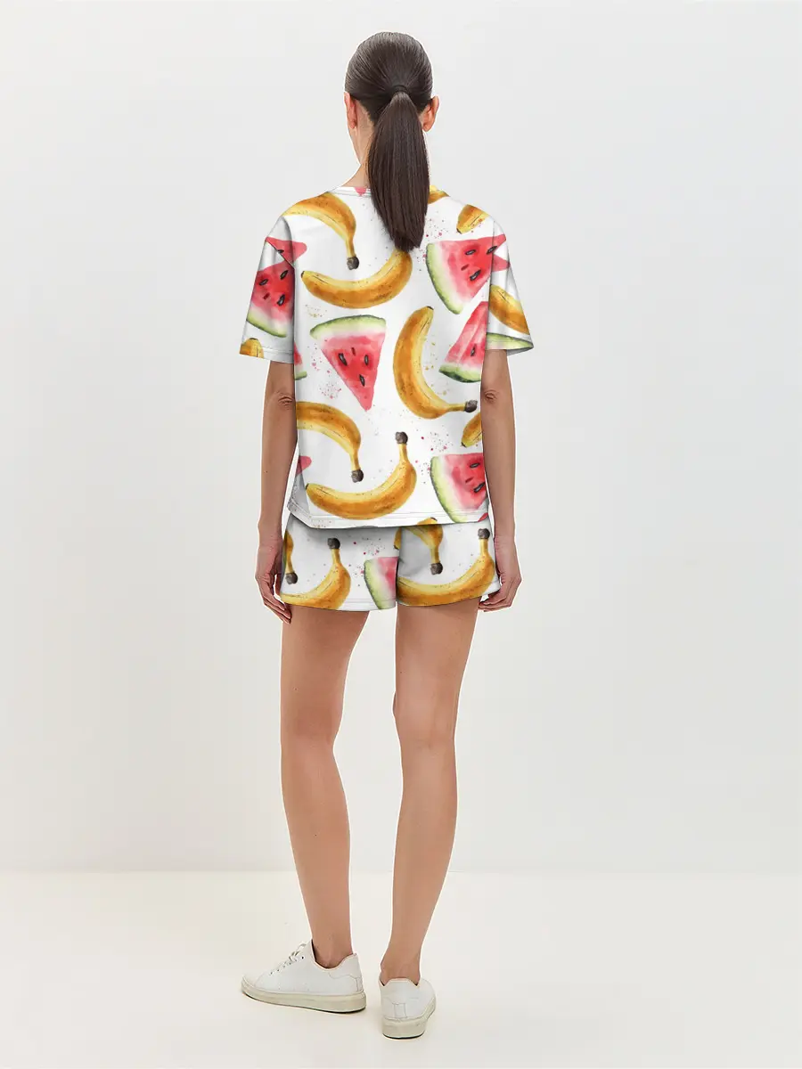 Женская пижама с шортами / Летний фреш арбуз банан