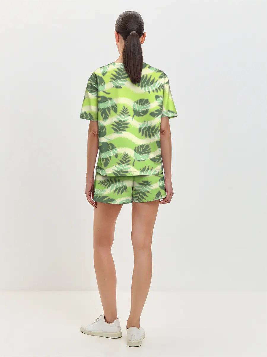 Женская пижама с шортами / Тропический фон