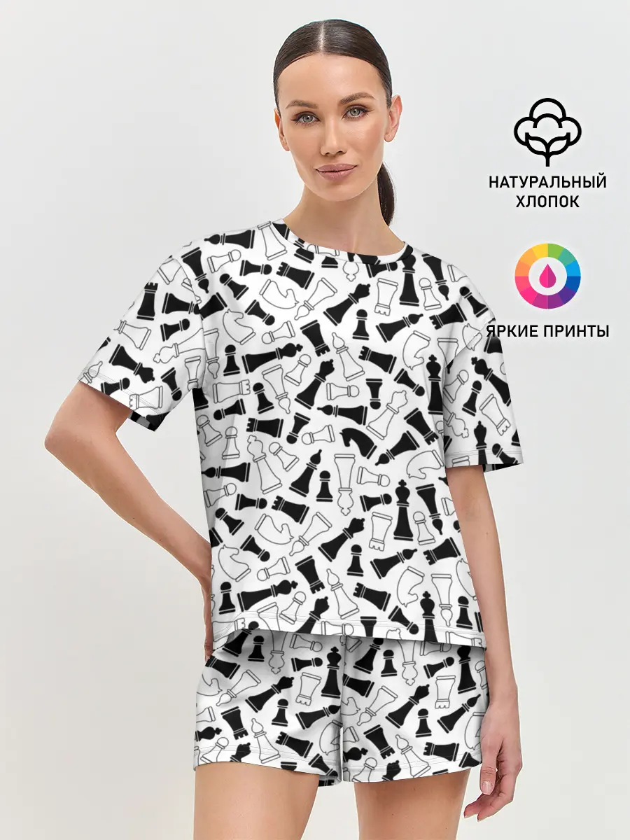 Женская пижама с шортами / Шахматы