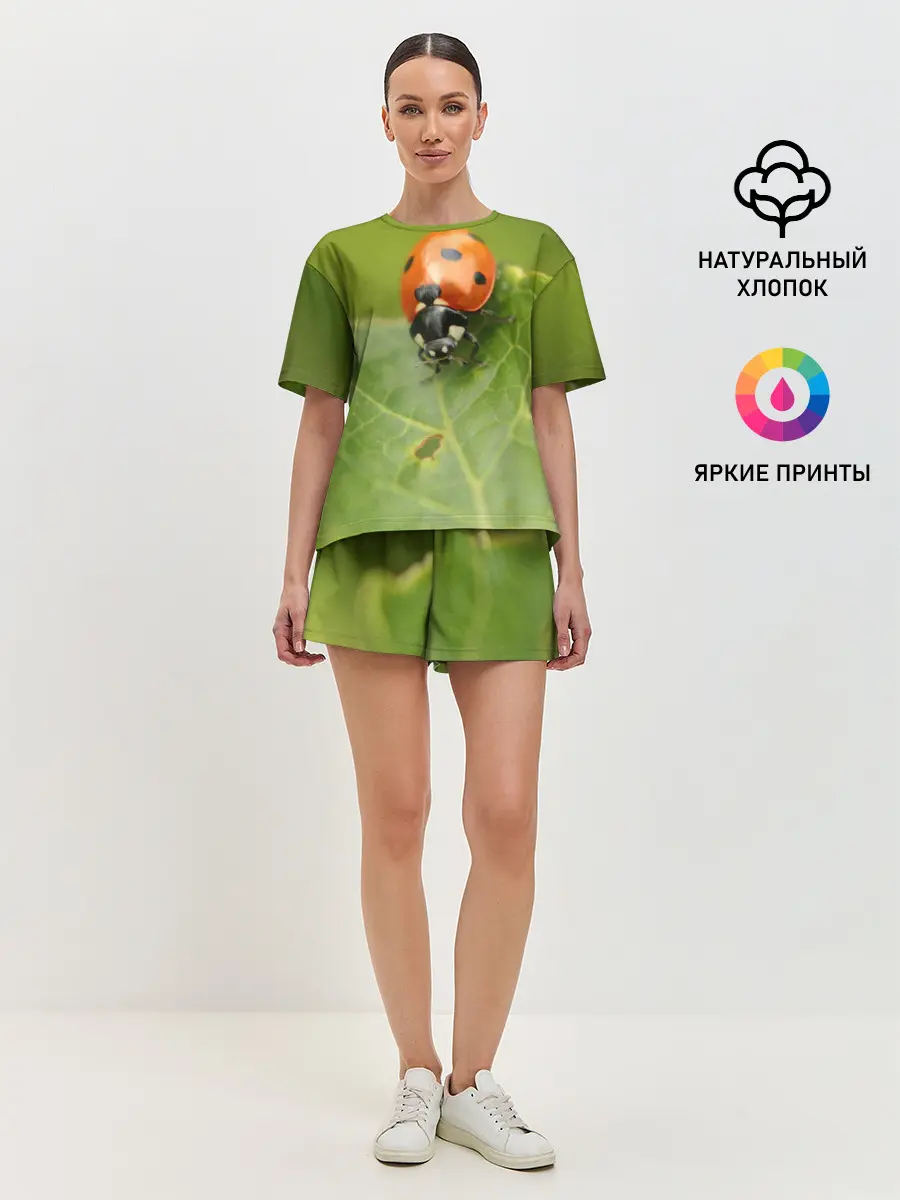 Женская пижама с шортами / Божья коровка