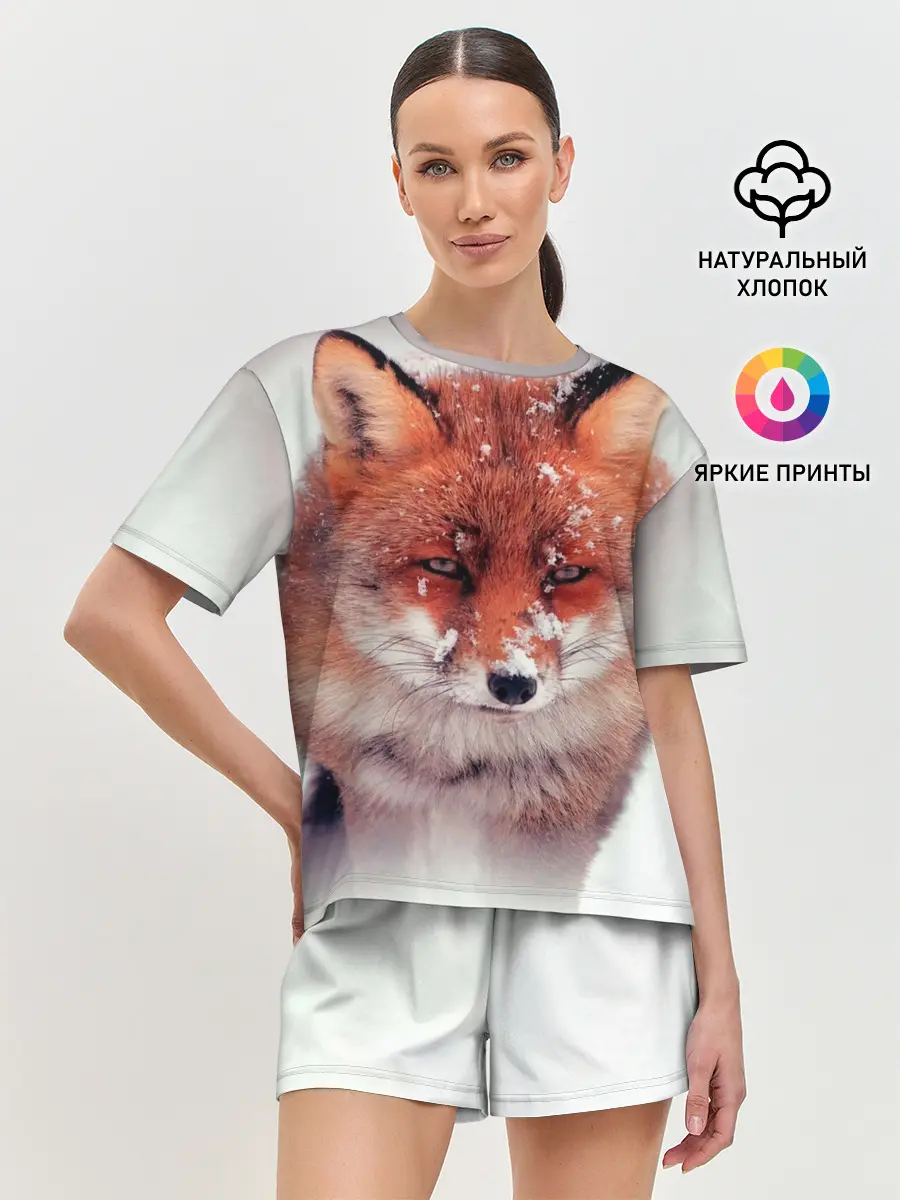 Женская пижама с шортами / Лисица и снег