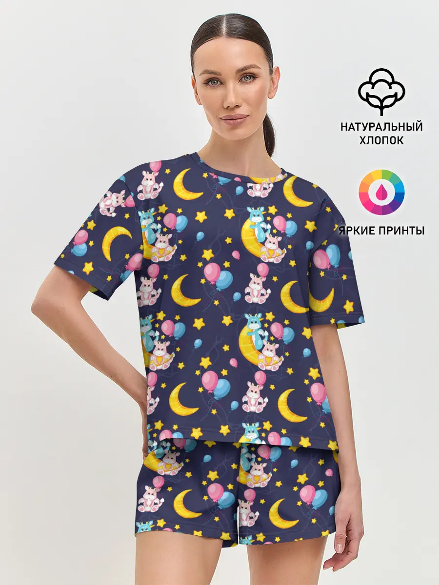 Женская пижама с шортами / Ночные дракончики