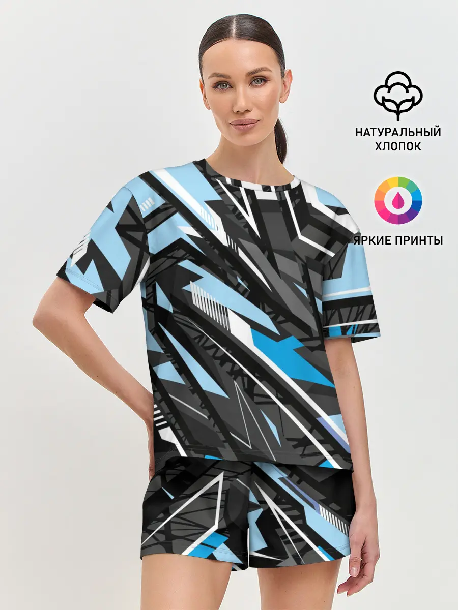 Женская пижама с шортами / Текстура. Линия. Движение