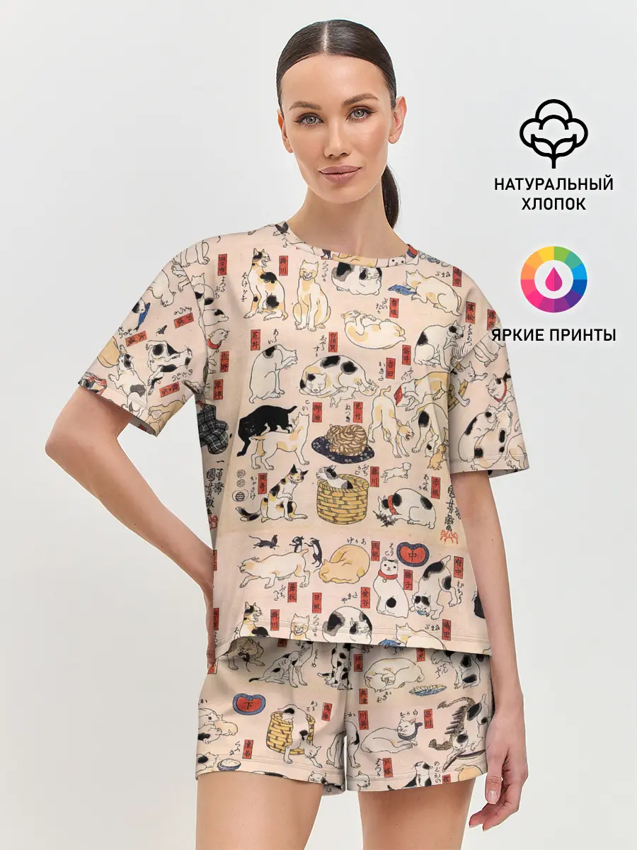 Женская пижама с шортами / Kuniyoshi Cats