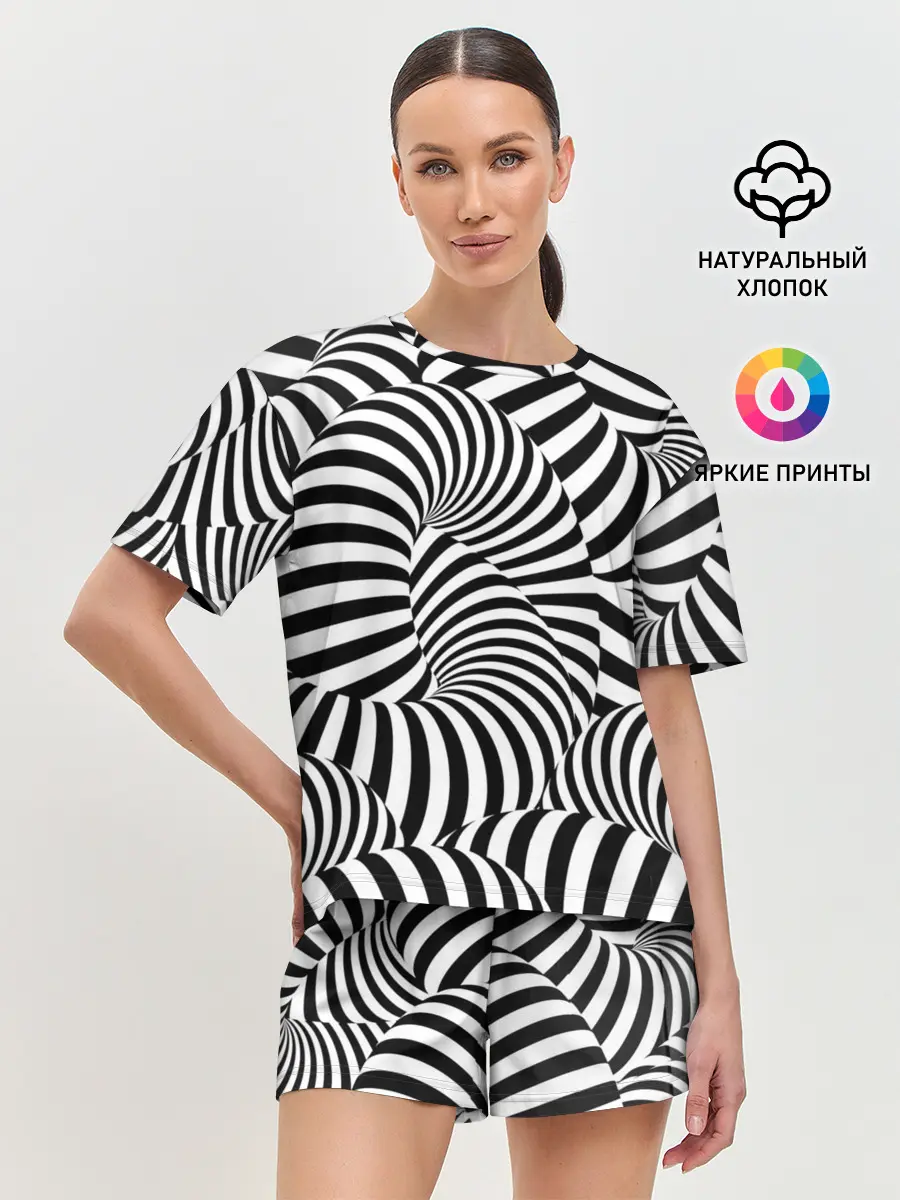 Женская пижама с шортами / Гипнотическая абстракция
