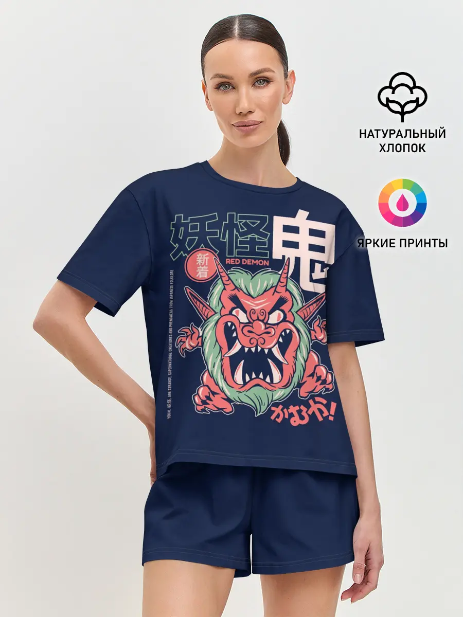 Женская пижама с шортами / Anime Oni Demon Yokai