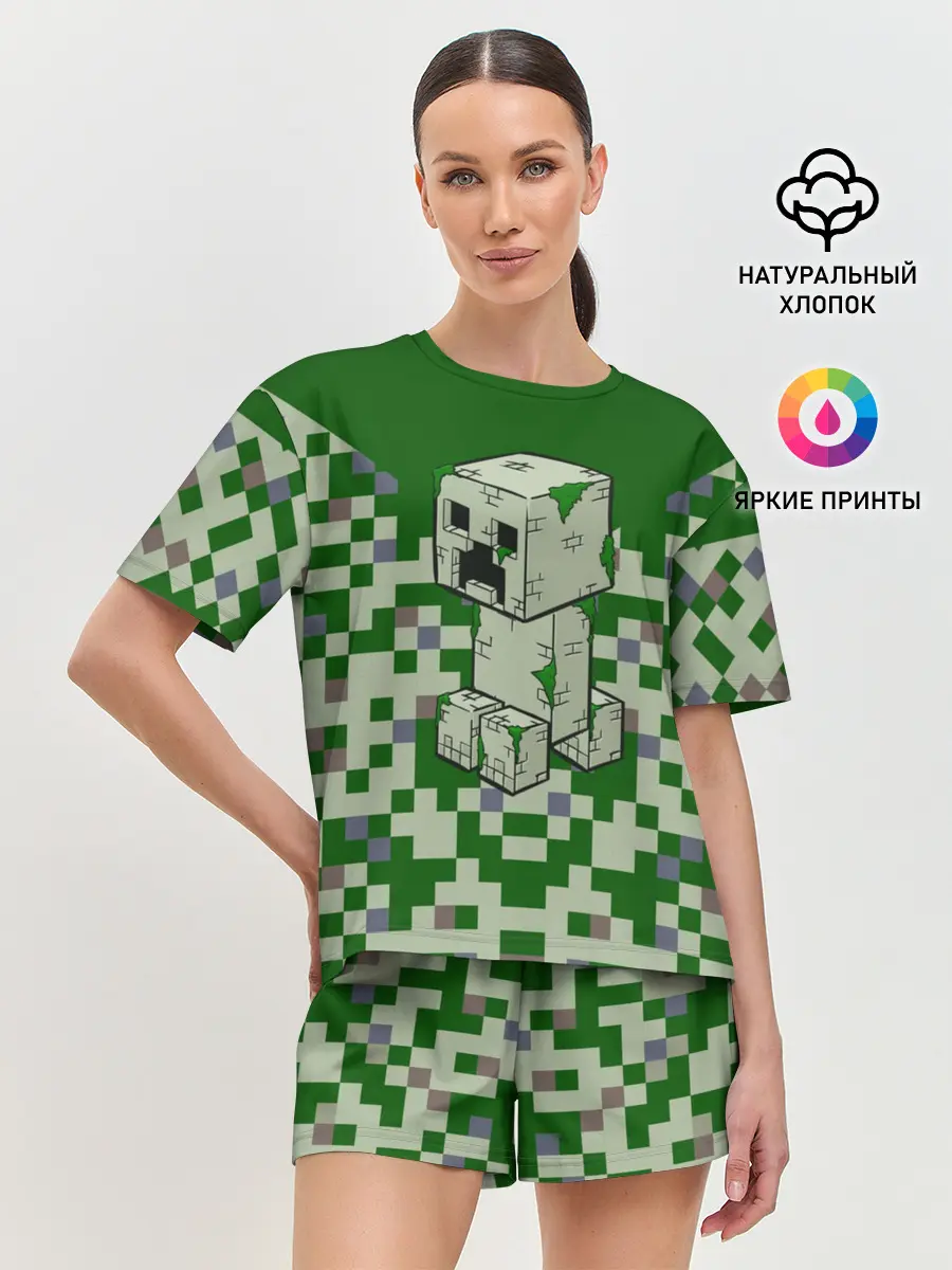 Женская пижама с шортами / Minecraft Крипер