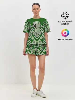 Женская пижама с шортами / Minecraft Крипер