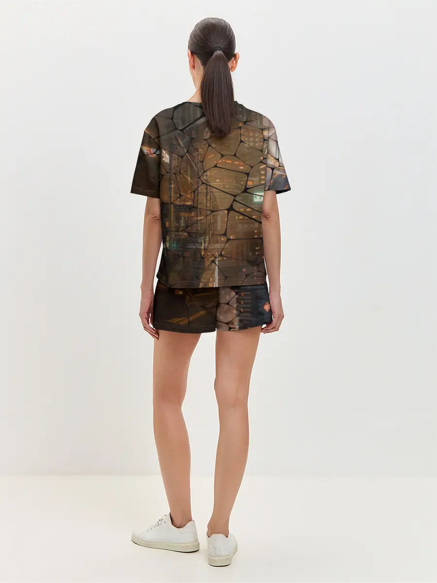 Женская пижама с шортами / Киберпанк - Город в паутинке