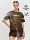 Женская пижама с шортами / Киберпанк - Город в паутинке