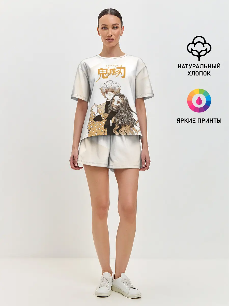 Женская пижама с шортами / Зеницу и Незуко Kimetsu no Yaiba