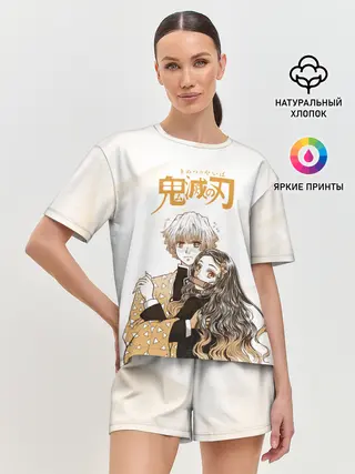 Женская пижама с шортами / Зеницу и Незуко Kimetsu no Yaiba