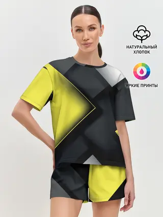 Женская пижама с шортами / Желто черный ромб