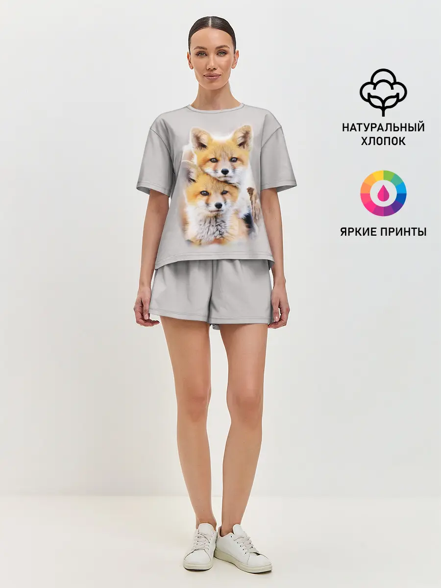 Женская пижама с шортами / Лисята