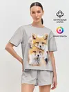 Женская пижама с шортами / Лисята