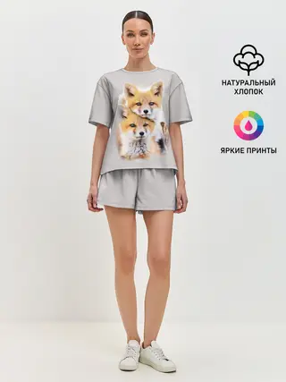 Женская пижама с шортами / Лисята