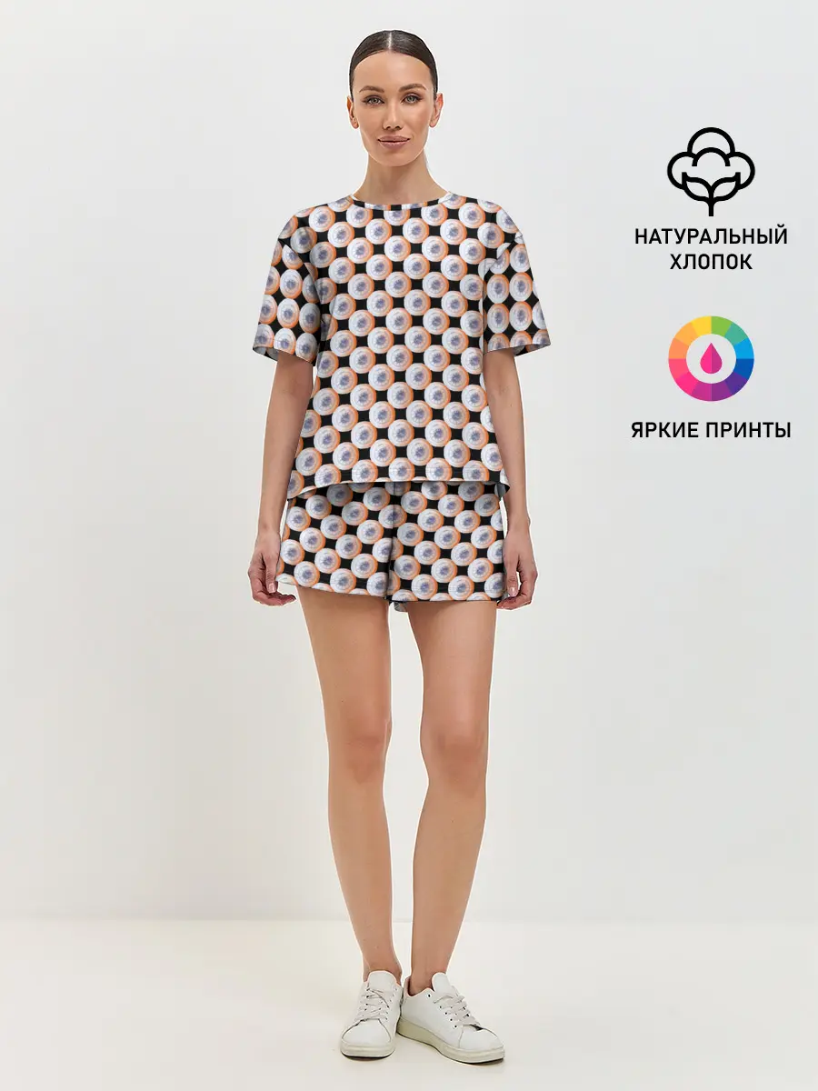 Женская пижама с шортами / Часы