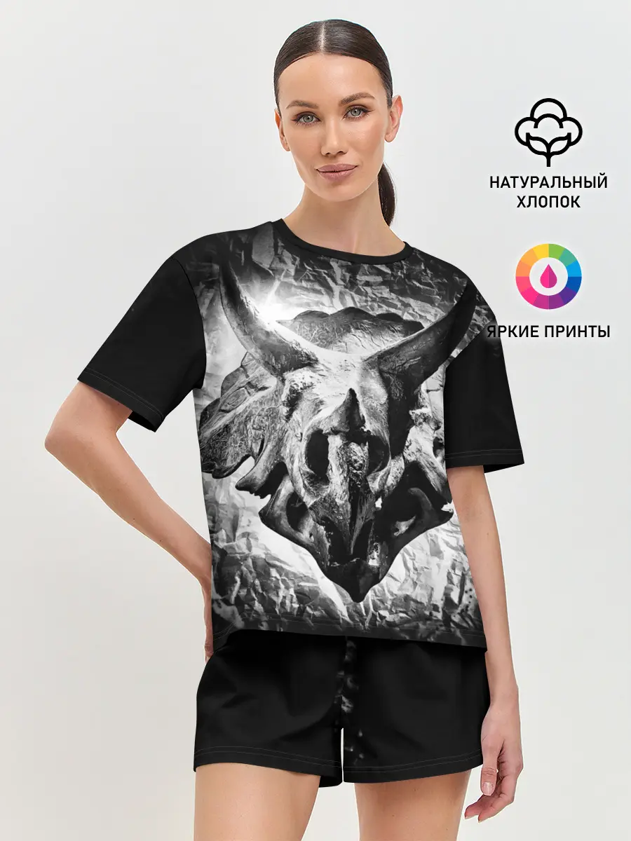 Женская пижама с шортами / Трицератопс | Динозавр