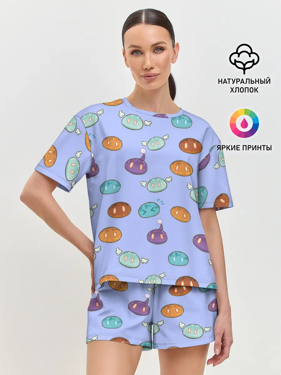 Женская пижама с шортами / Genshin impact Slimes | Слаймы