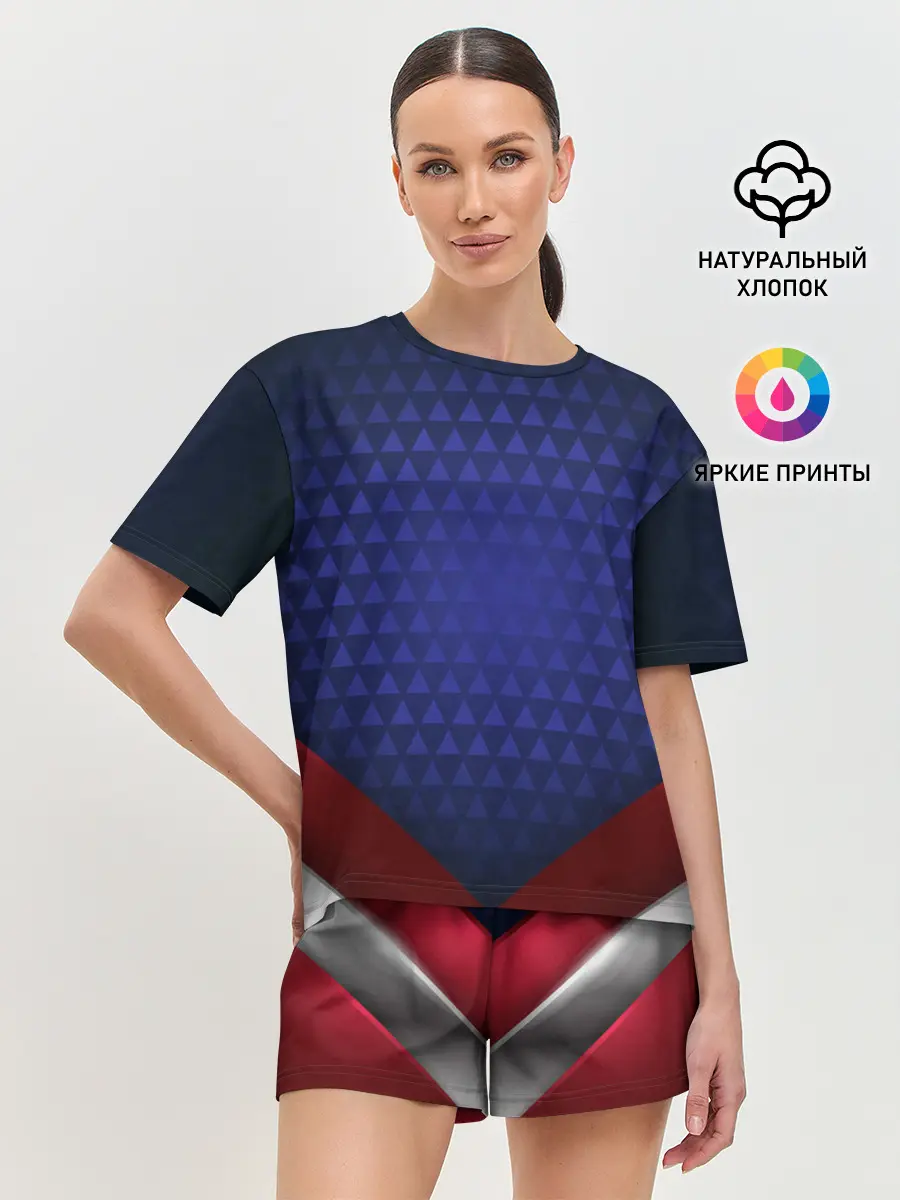 Женская пижама с шортами / Blue abstract