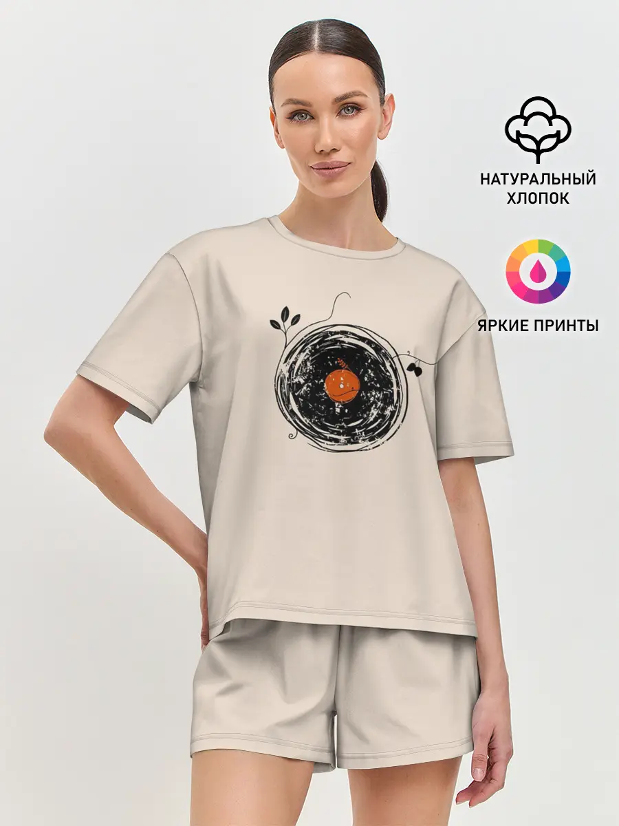 Женская пижама с шортами / Natural Vinyl Records Vintage