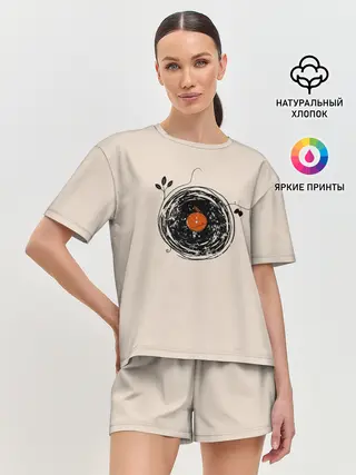 Женская пижама с шортами / Natural Vinyl Records Vintage