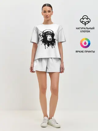 Женская пижама с шортами / Обезьяна Меломан