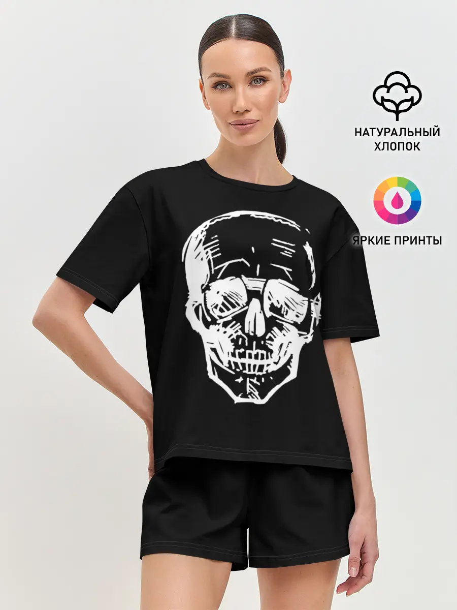 Женская пижама с шортами / Скетч Черепа