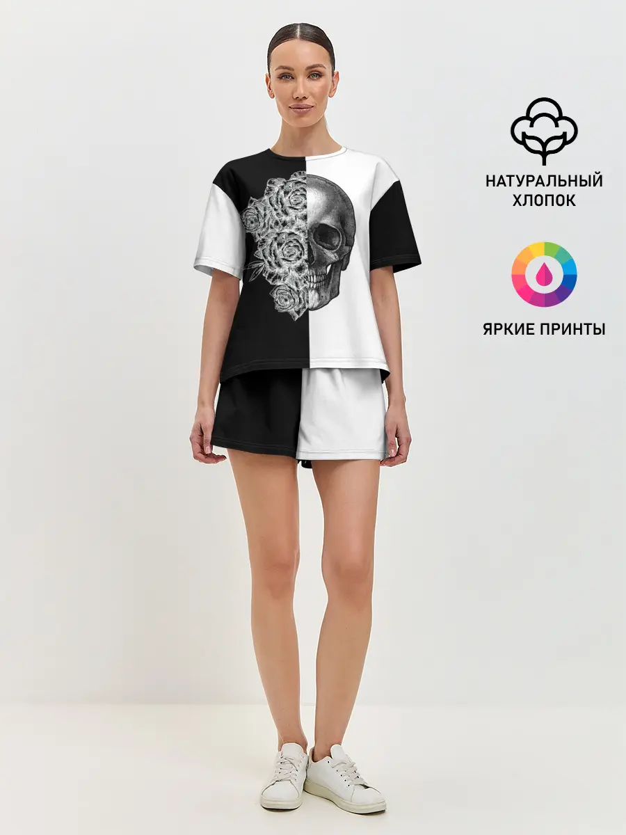 Женская пижама с шортами / SkullRose Sketch