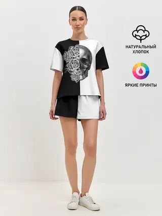 Женская пижама с шортами / SkullRose Sketch