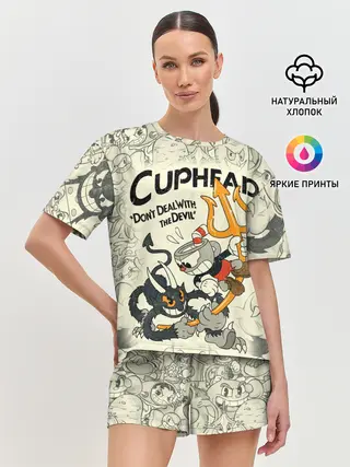 Женская пижама с шортами / Cuphead and Devil
