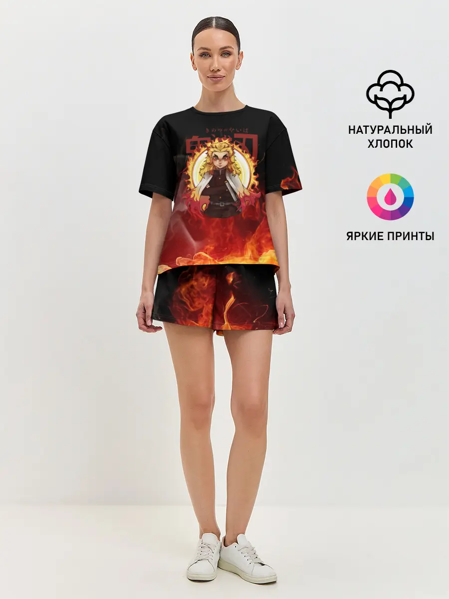 Женская пижама с шортами / Огненный Столп Kimetsu no Yaiba